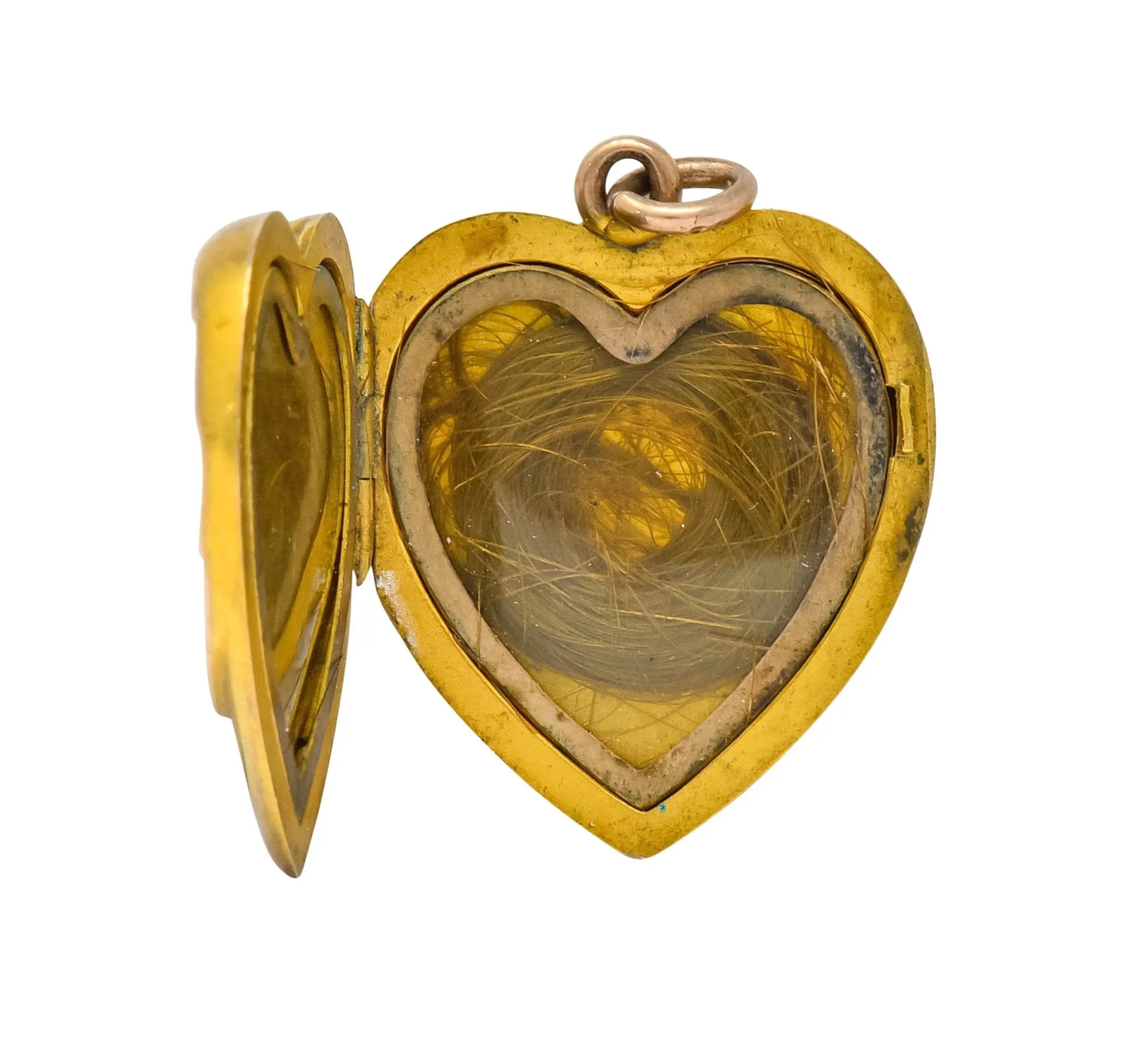 1900 Victorian 14 Karat Gold Angel Heart Locket Pendant