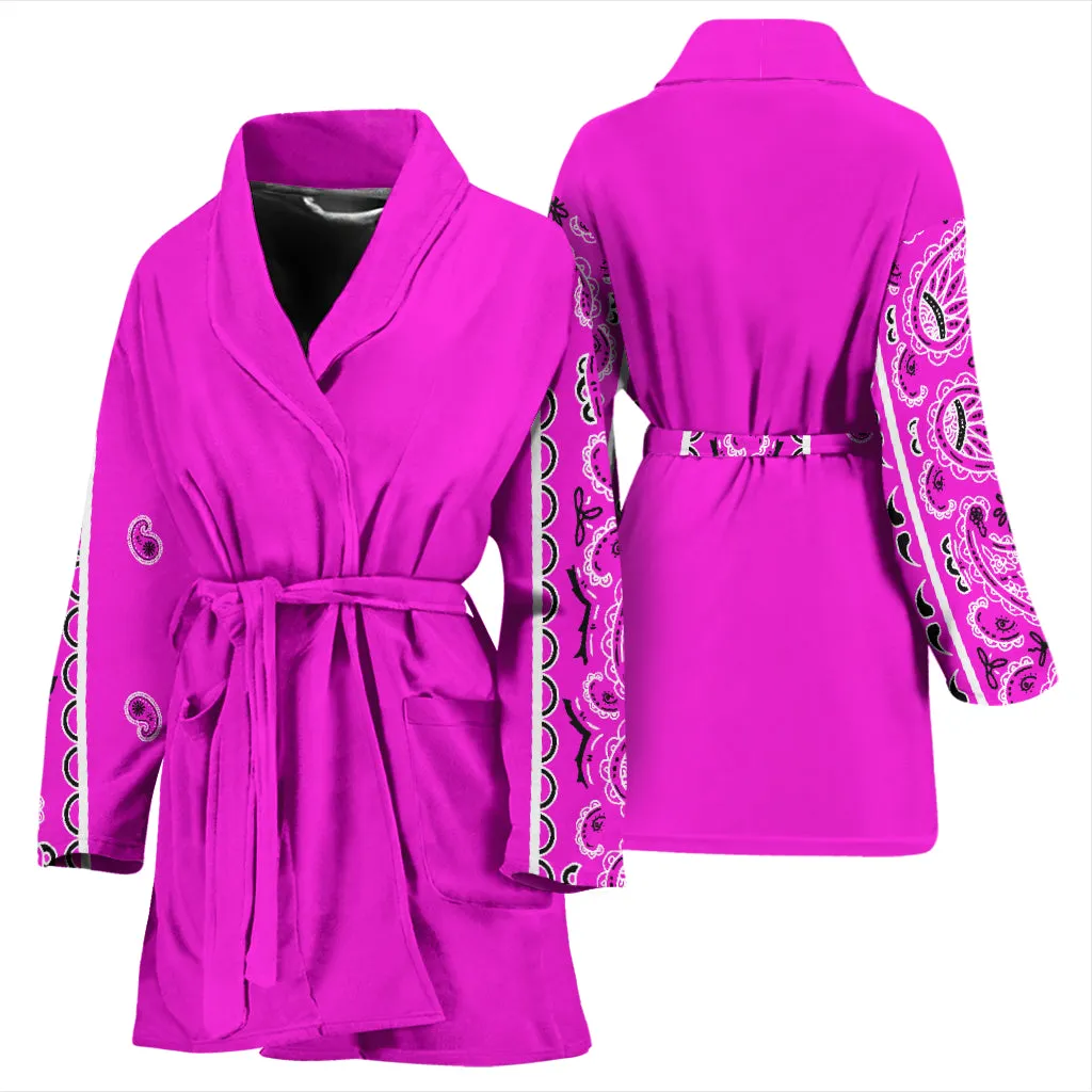 Abruptly Pink Bandana Women's Bathrobe