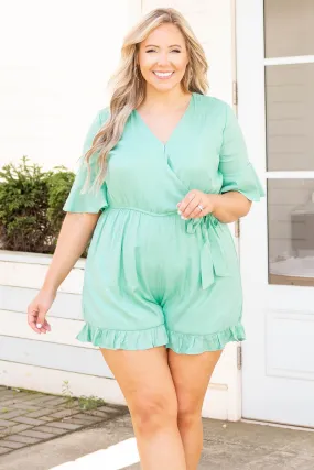 Almost Certain Romper, Mint Green