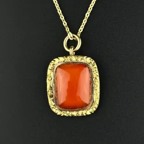 Antique Georgian Victorian Gold Encased Carnelian Pendant Necklace