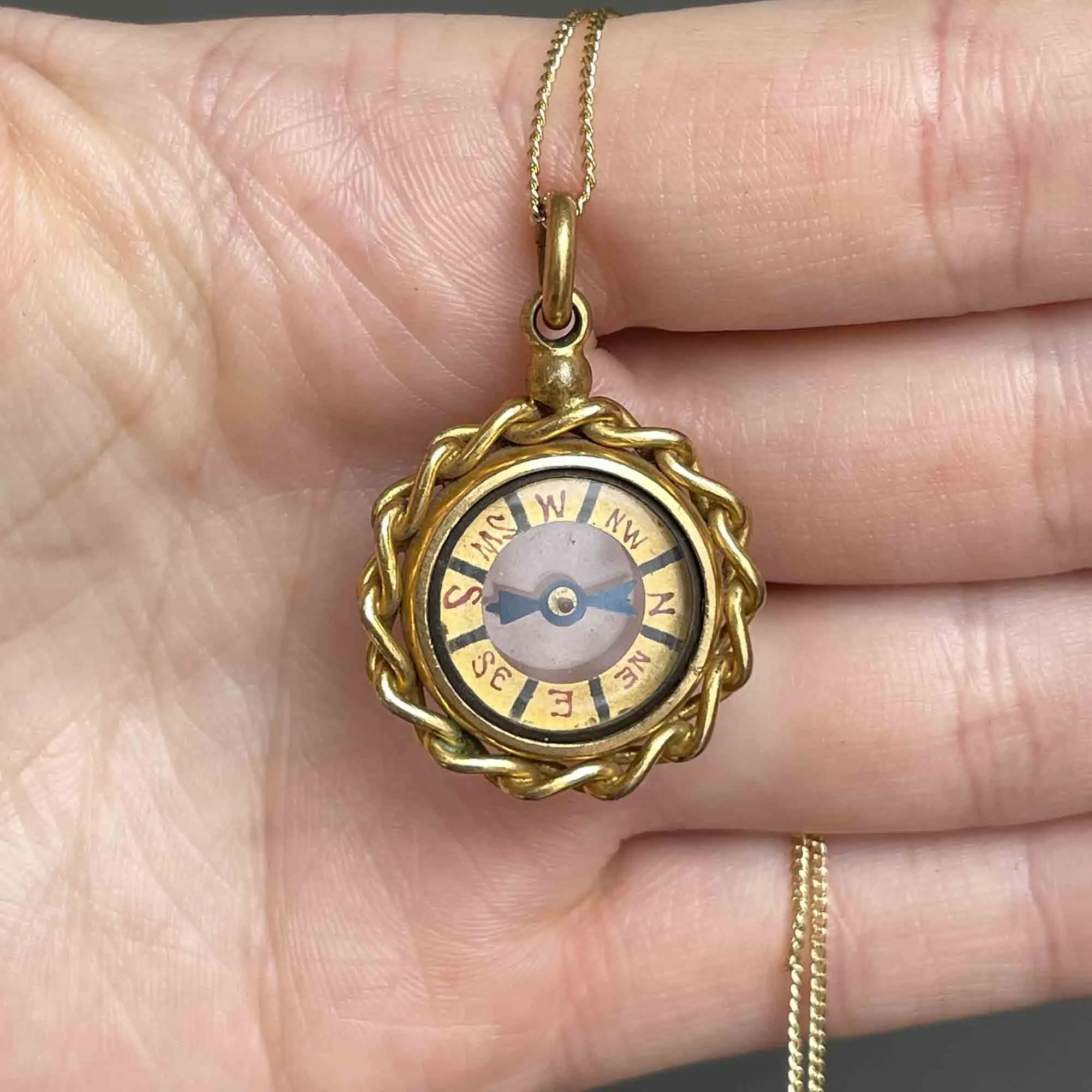 Antique Victorian Compass Fob Necklace