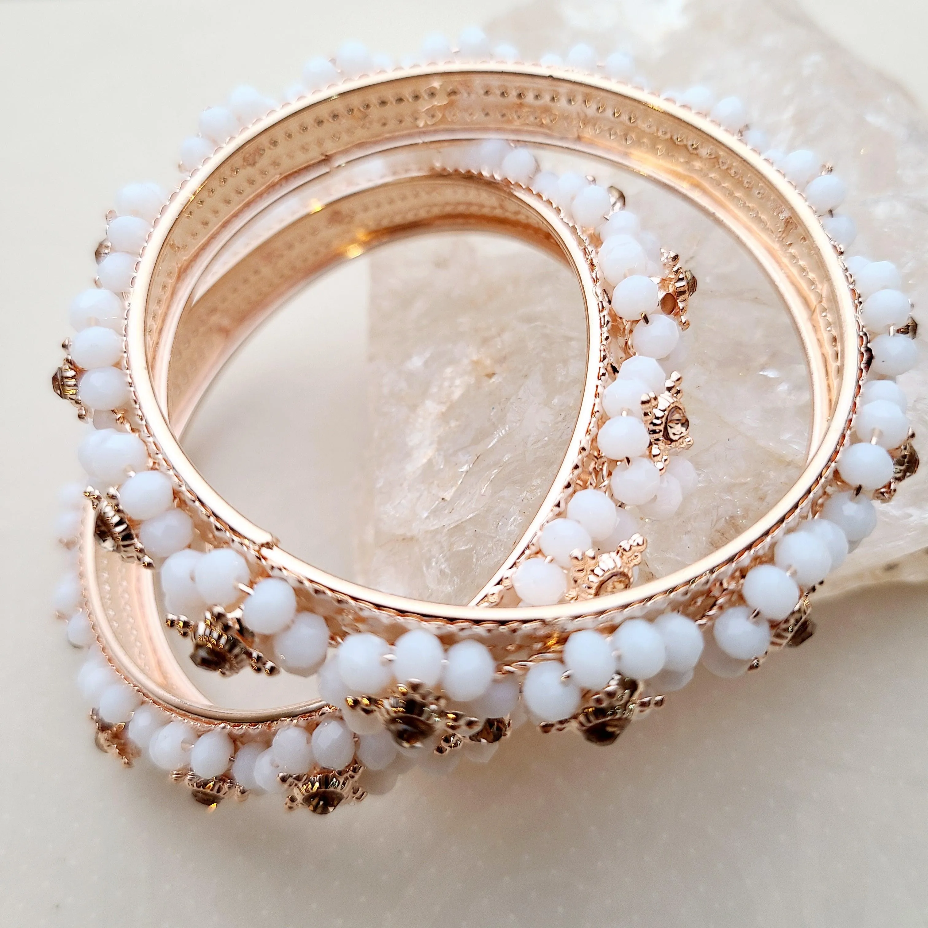 Arora - white Bangles