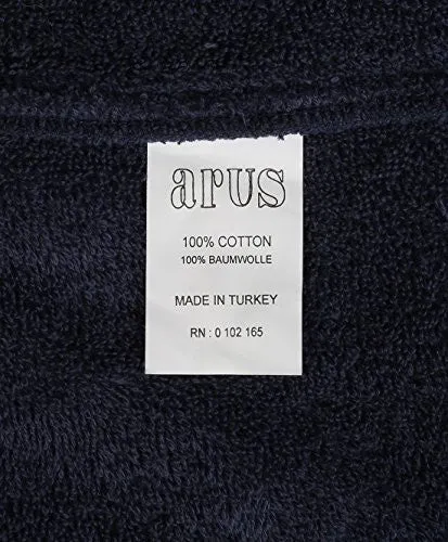 ARUS MEN'S CLASSIC HOODED BATHROBE TURKISH COTTON TERRY CLOTH ROBE (L/XL,N.BLUE)