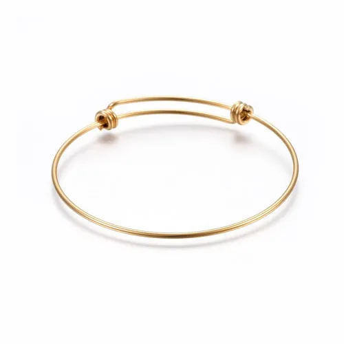 Bangles, 304 Stainless Steel, Adjustable Bangles, Double Bar, Golden,  20.5-25.5cm