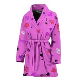 Bathrobe Hearts on Pink Women's Bath Robe