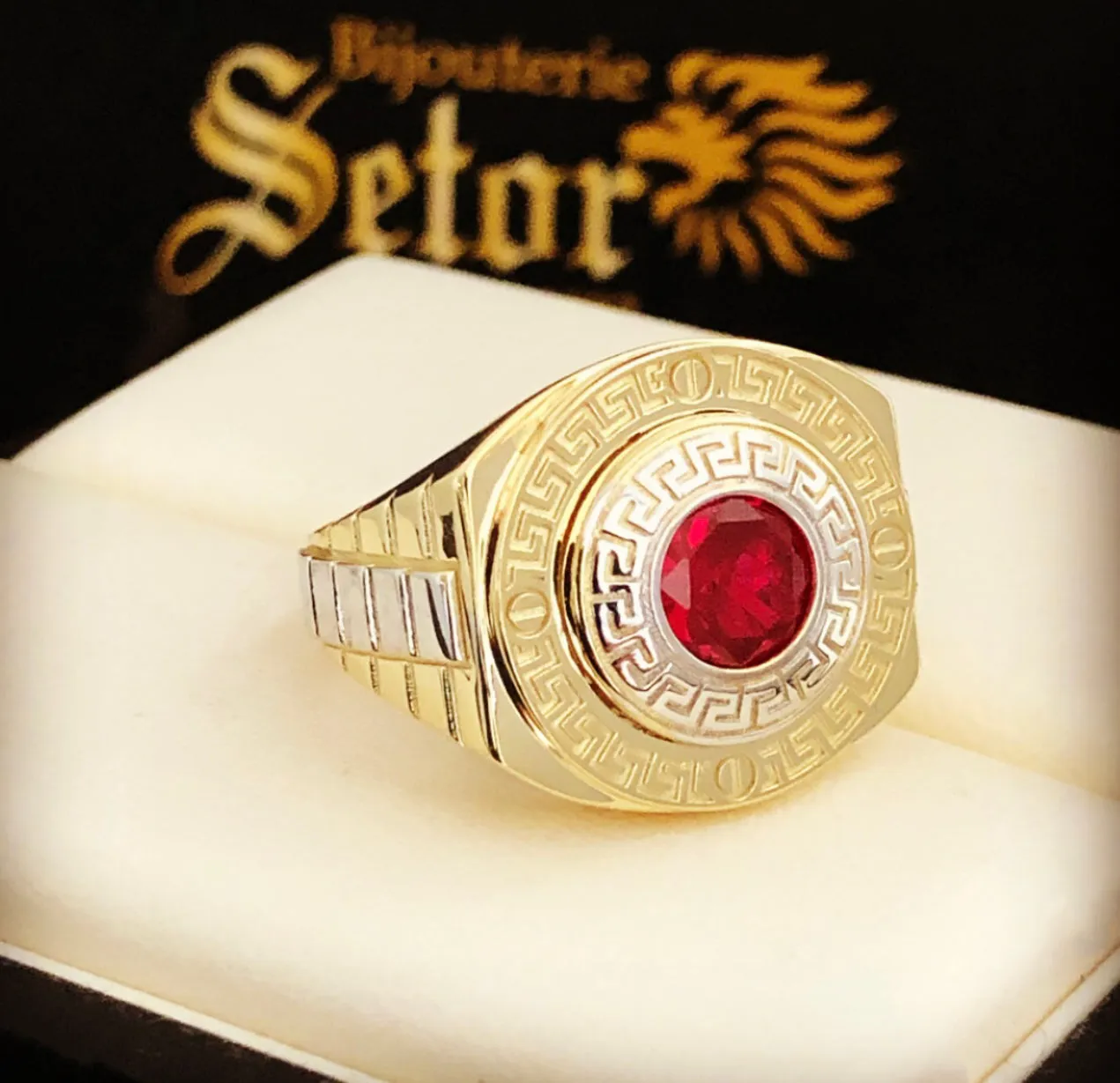 Birthstone men ring