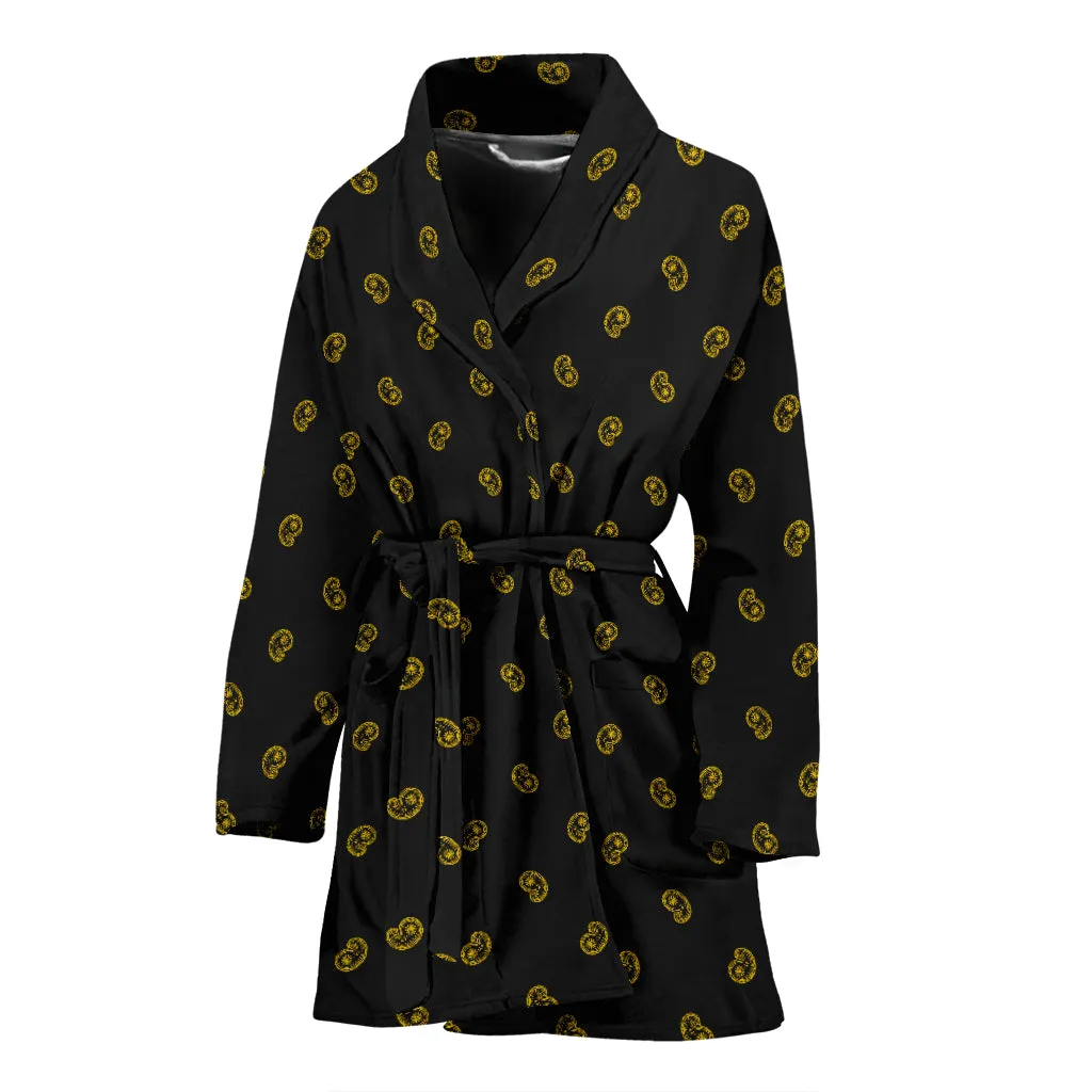 Black Gold Paisley Women's Bathrobe