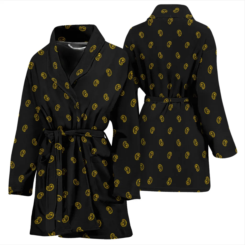 Black Gold Paisley Women's Bathrobe