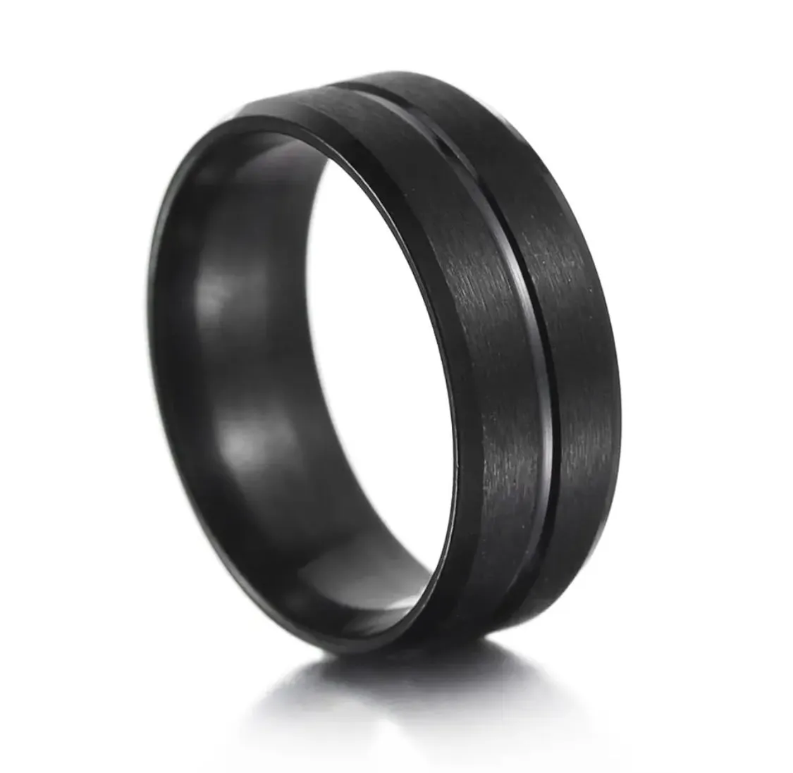 Black Groove Stainless Steel Fashion Ring for Men Women Wedding Engagement Party Anniversary Rings Jewelry Gift