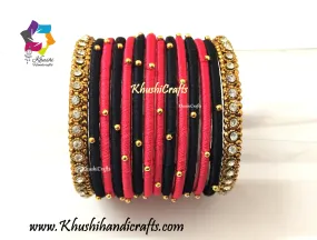 Black Red Silk Thread Bangles