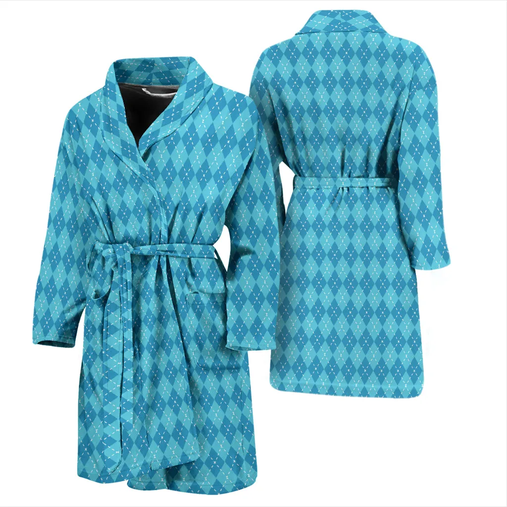 Blue Argyle Mens Bathrobe