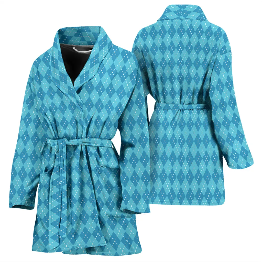 Blue Argyle Womens Bathrobe