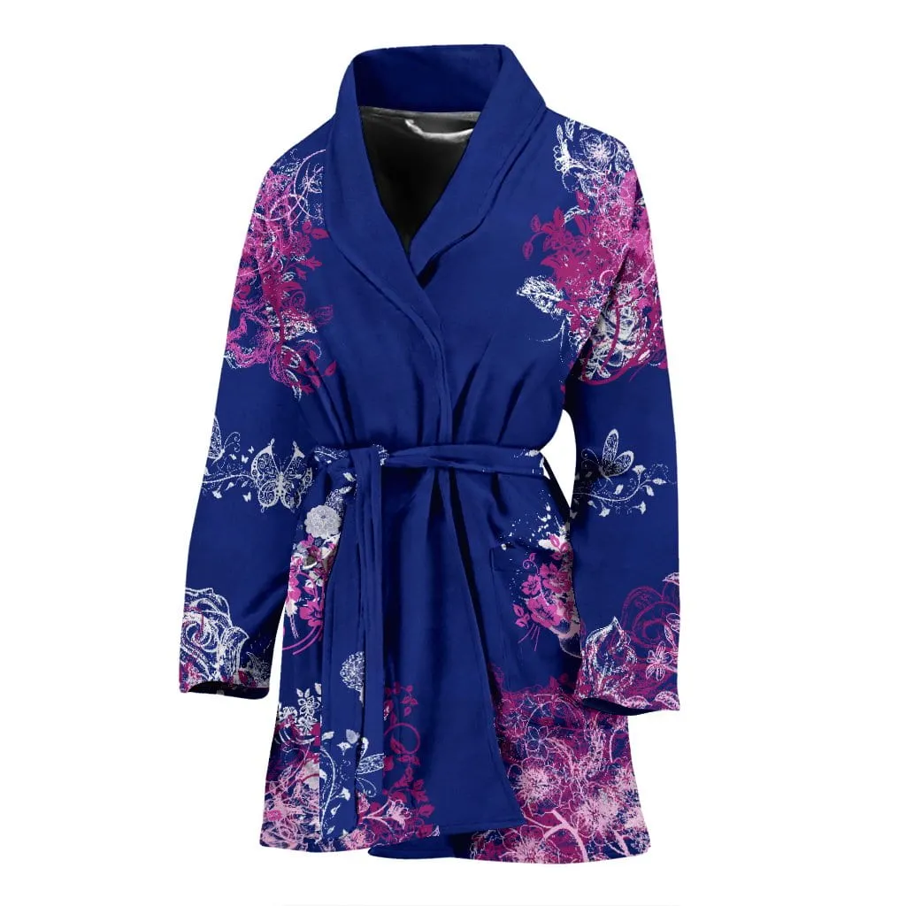 Blue With Flowers Women's Bath Robe