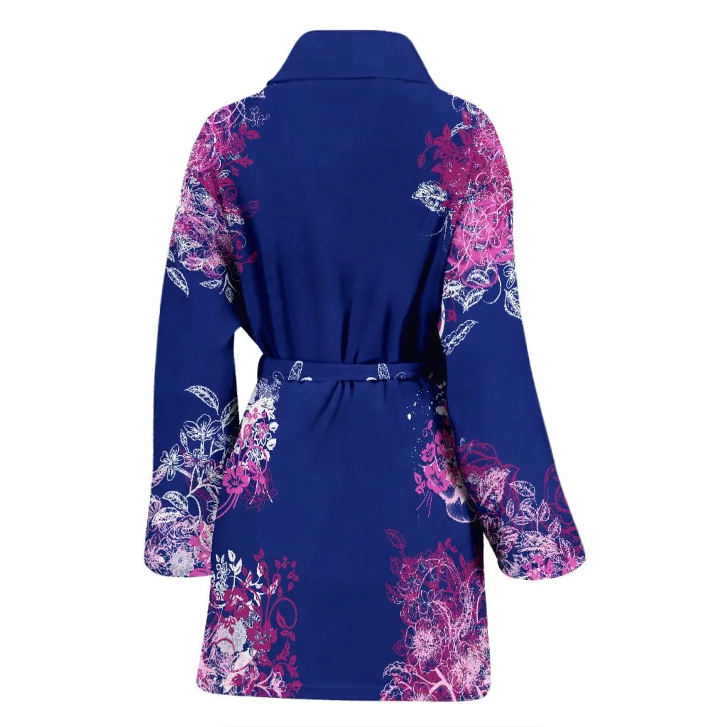 Blue With Flowers Women's Bath Robe