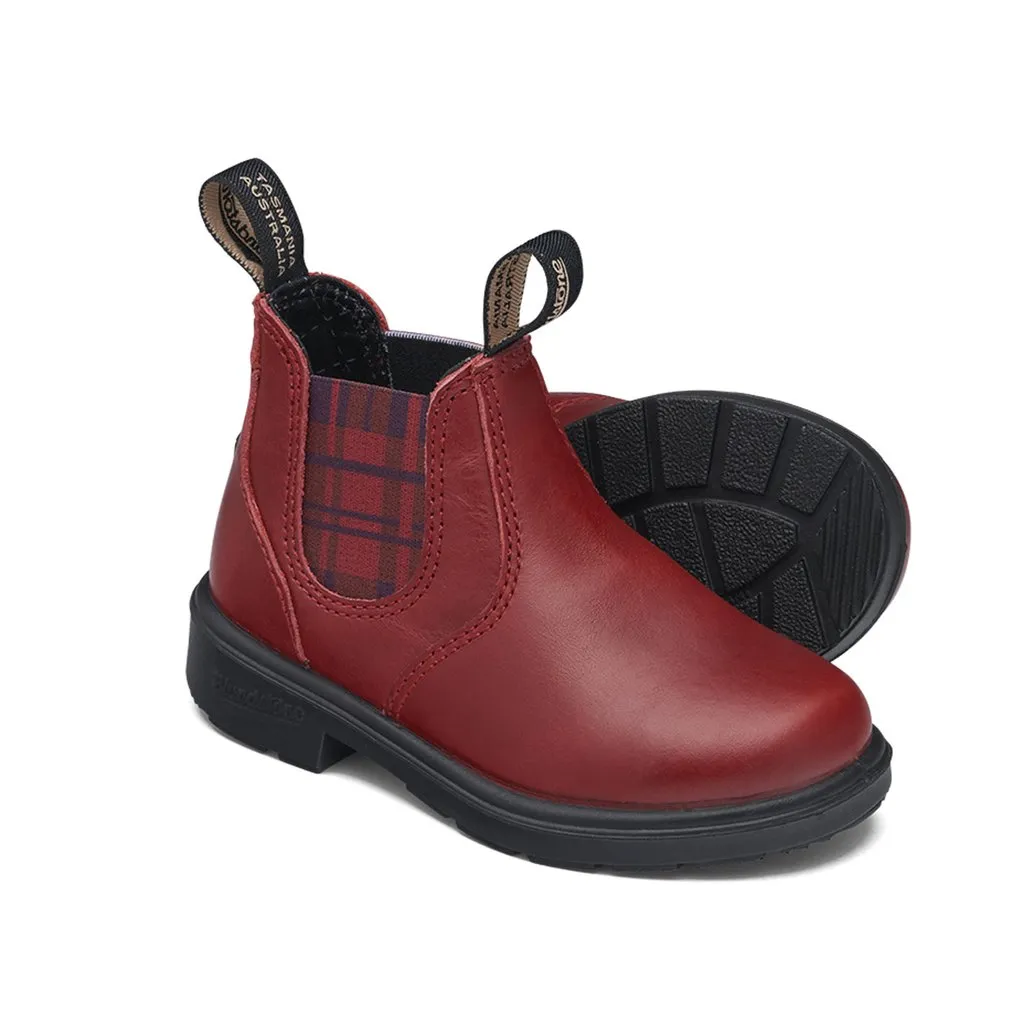 Blundstone 2192 - Kids Red with Burgundy Tartan Elastic - A One Clothing