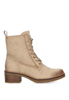 BOTIN TACHUELAS MODELO ETIKA LYON COLOR BEIGE MUJER TACON BAJO.