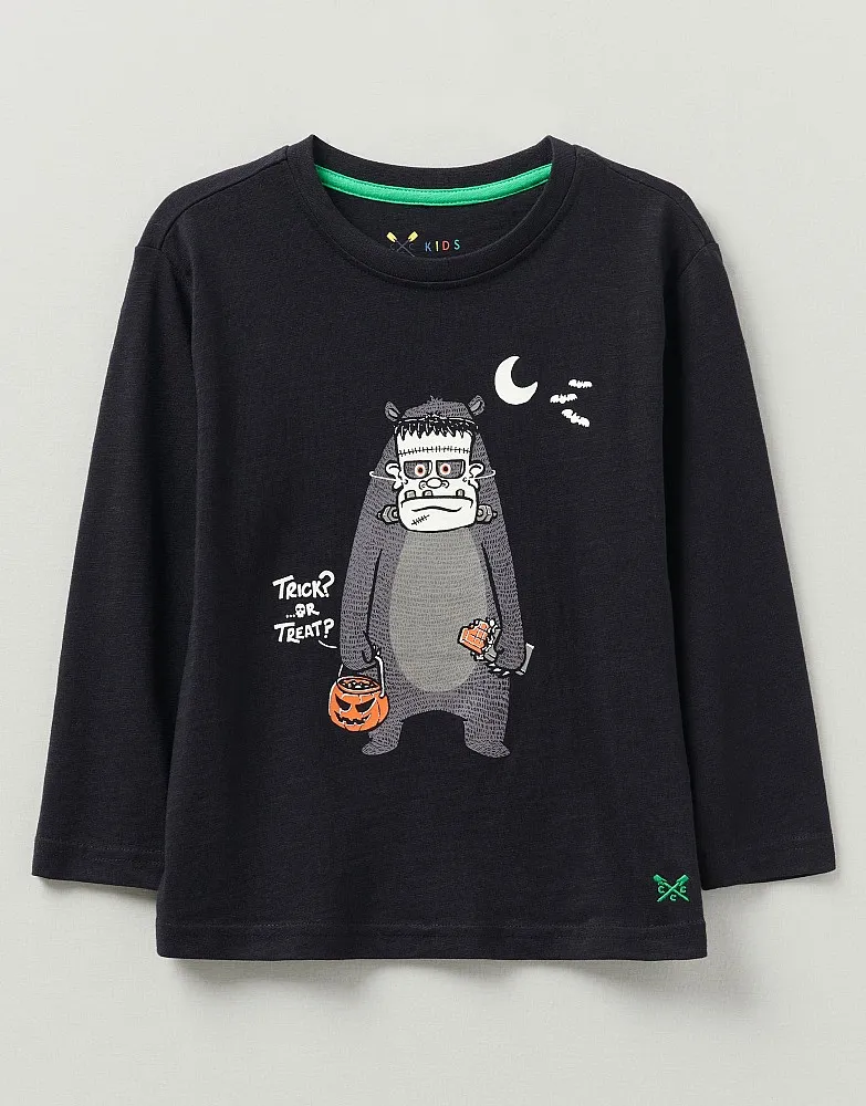 Boys' Glow In The Dark Bear Print Halloween T-Shirt from Crew Clothing Company