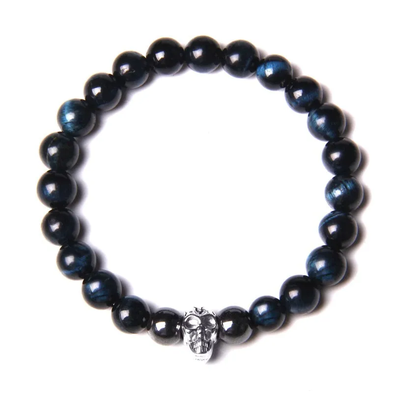 Bracelets with Mixed Natural Stone Skull Charms