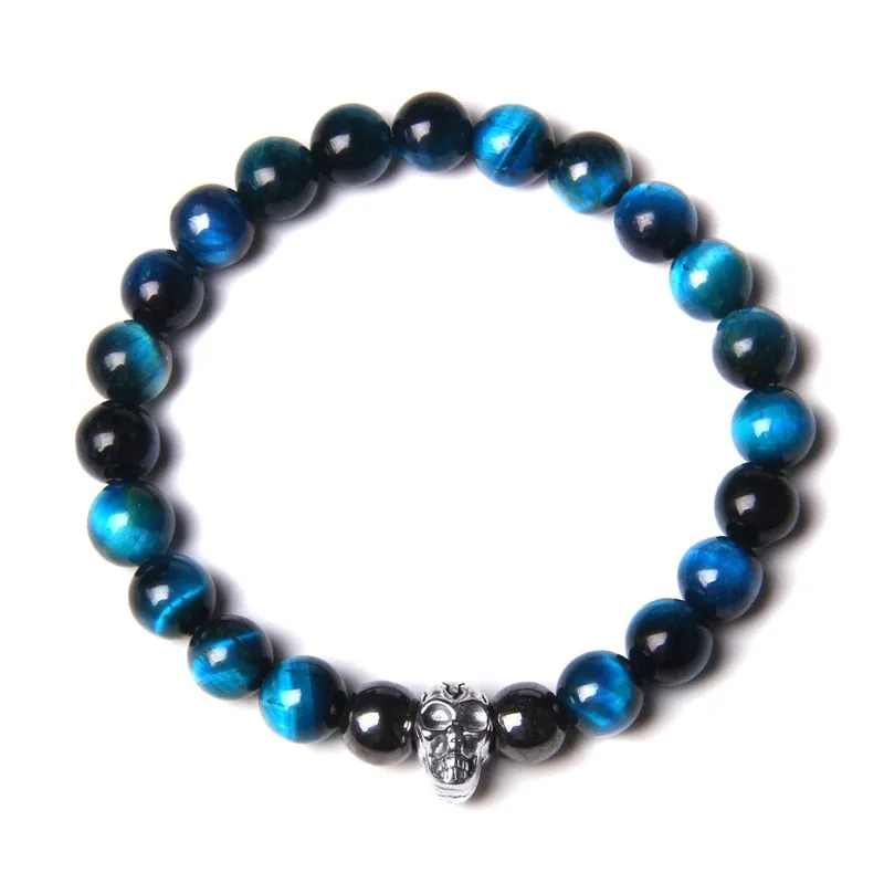 Bracelets with Mixed Natural Stone Skull Charms