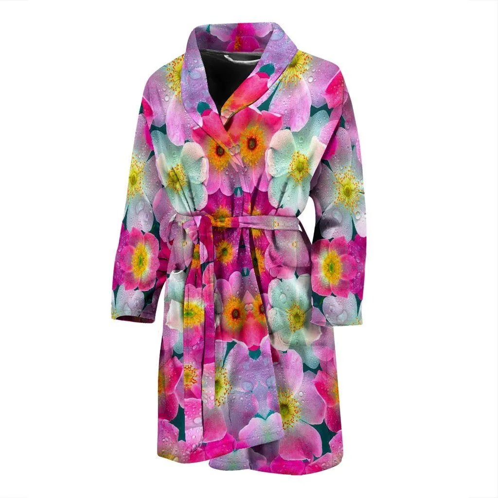 Bright Flowers Mens Bath Robe