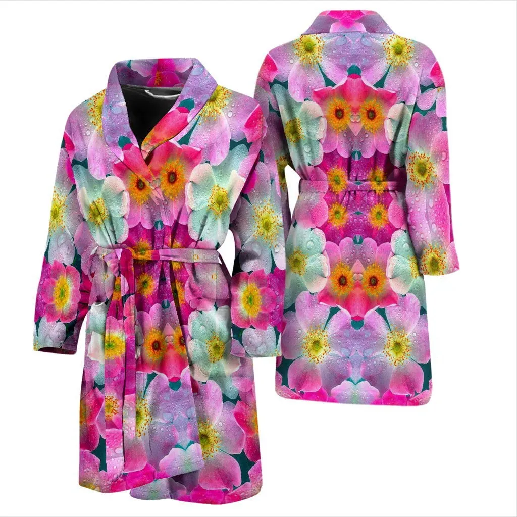 Bright Flowers Mens Bath Robe