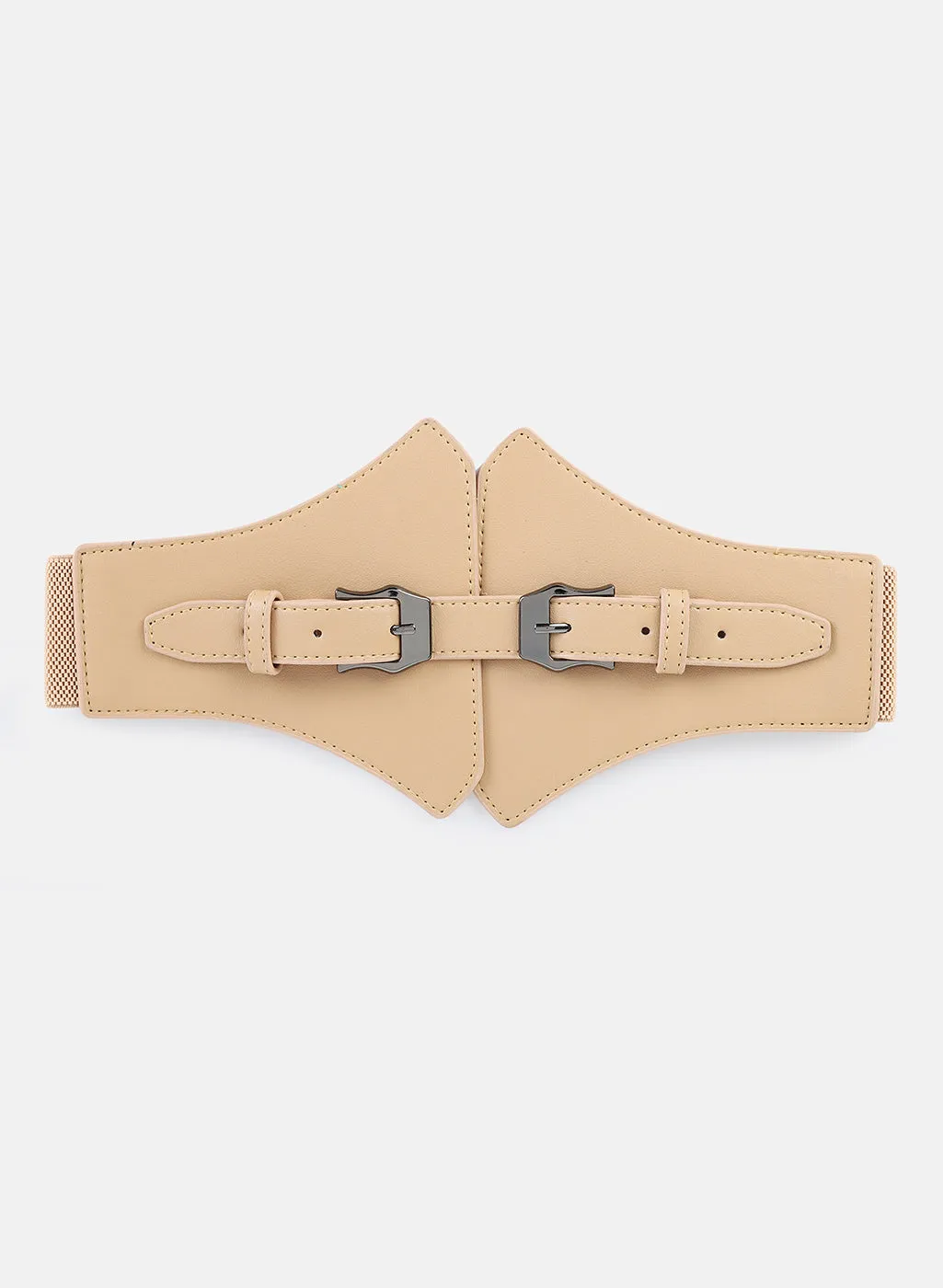 Broad Corset Belt With Double Buckle