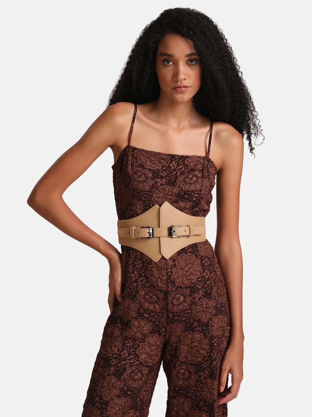 Broad Corset Belt With Double Buckle