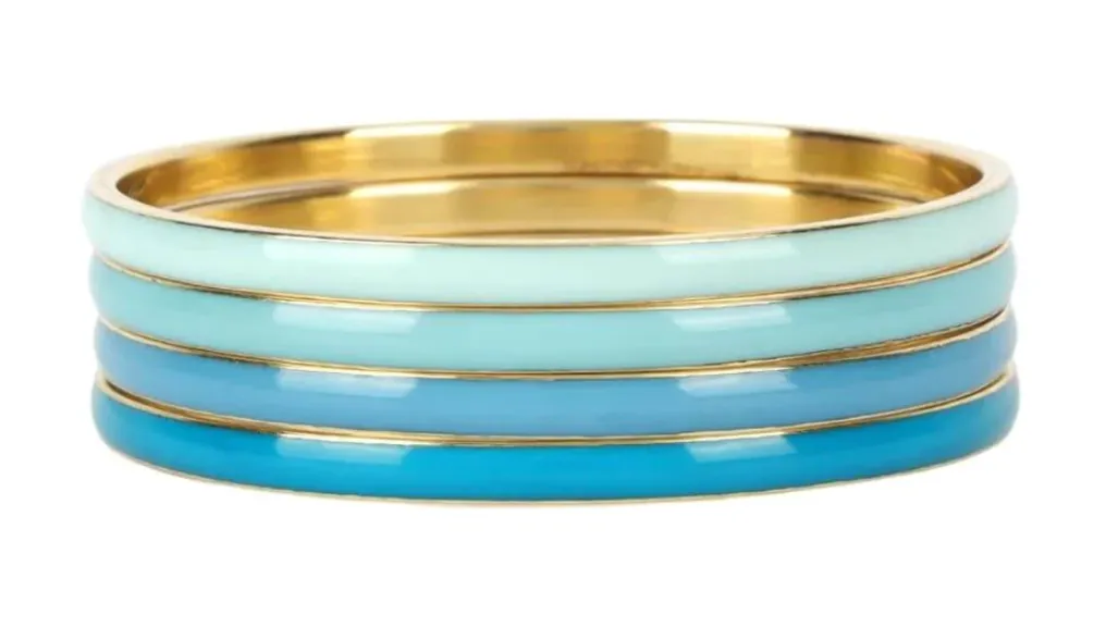 BuDhaGirl Krishna Enamel Bangles Set of 4 - Turquoise