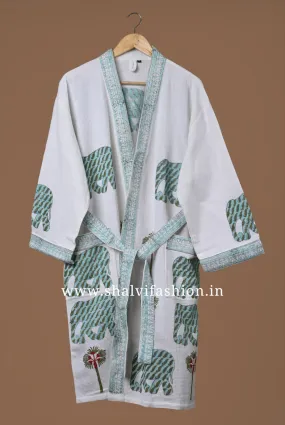 Buta Print Waffle Cotton Bathrobe (BROB18)