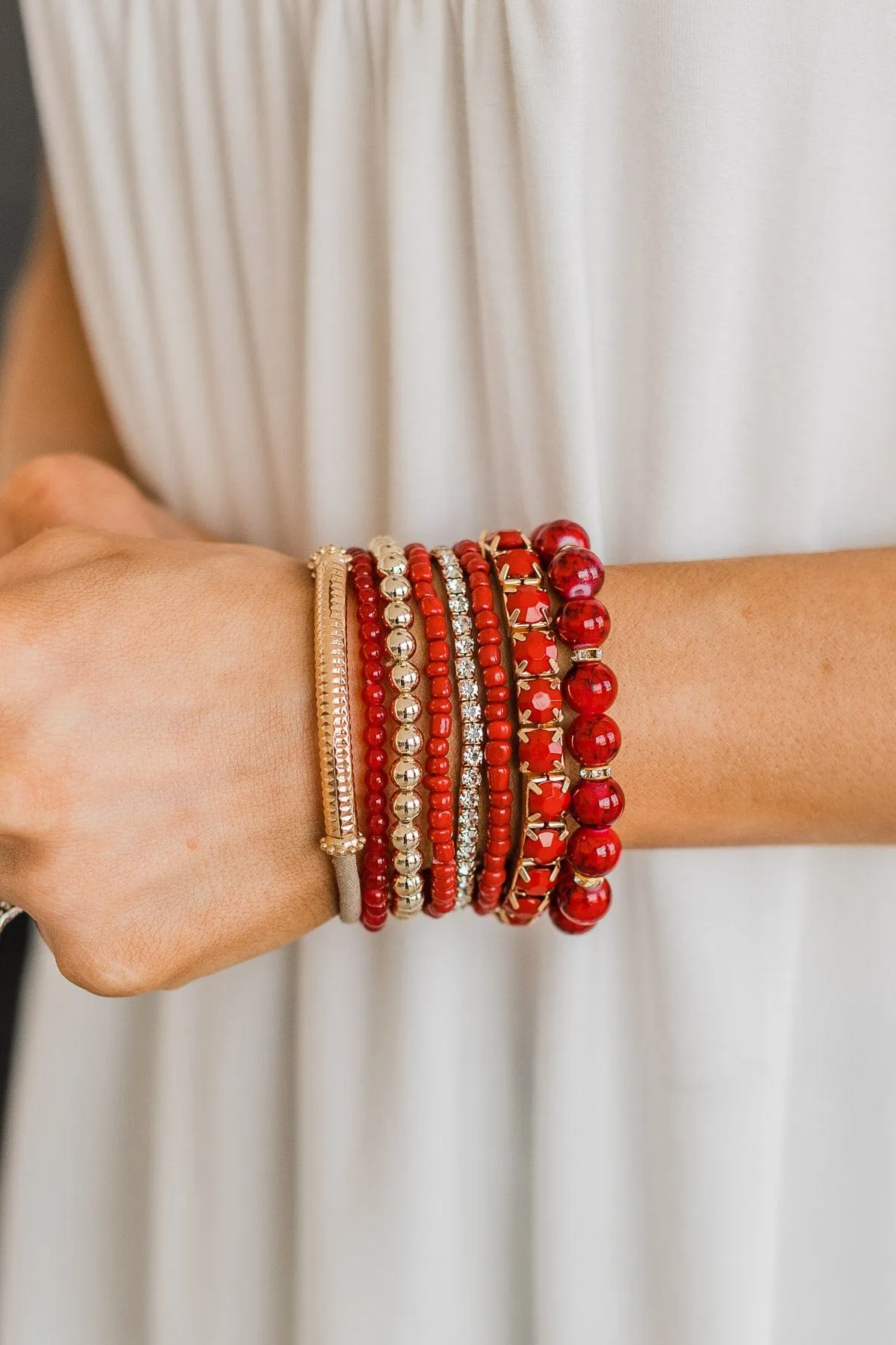 Catch Their Eye Bracelet Set- Red