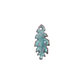 Charm, Small Oak Leaf 25x10.5mm, Enameled Brass Peppermint Green, by Gardanne Beads (1 Piece)