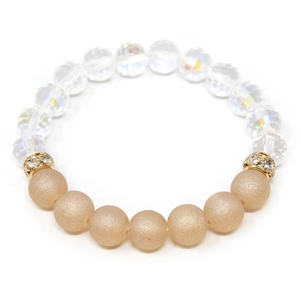 Clear Glass and Sparkly Bead Stretch Bracelet