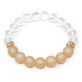 Clear Glass and Sparkly Bead Stretch Bracelet