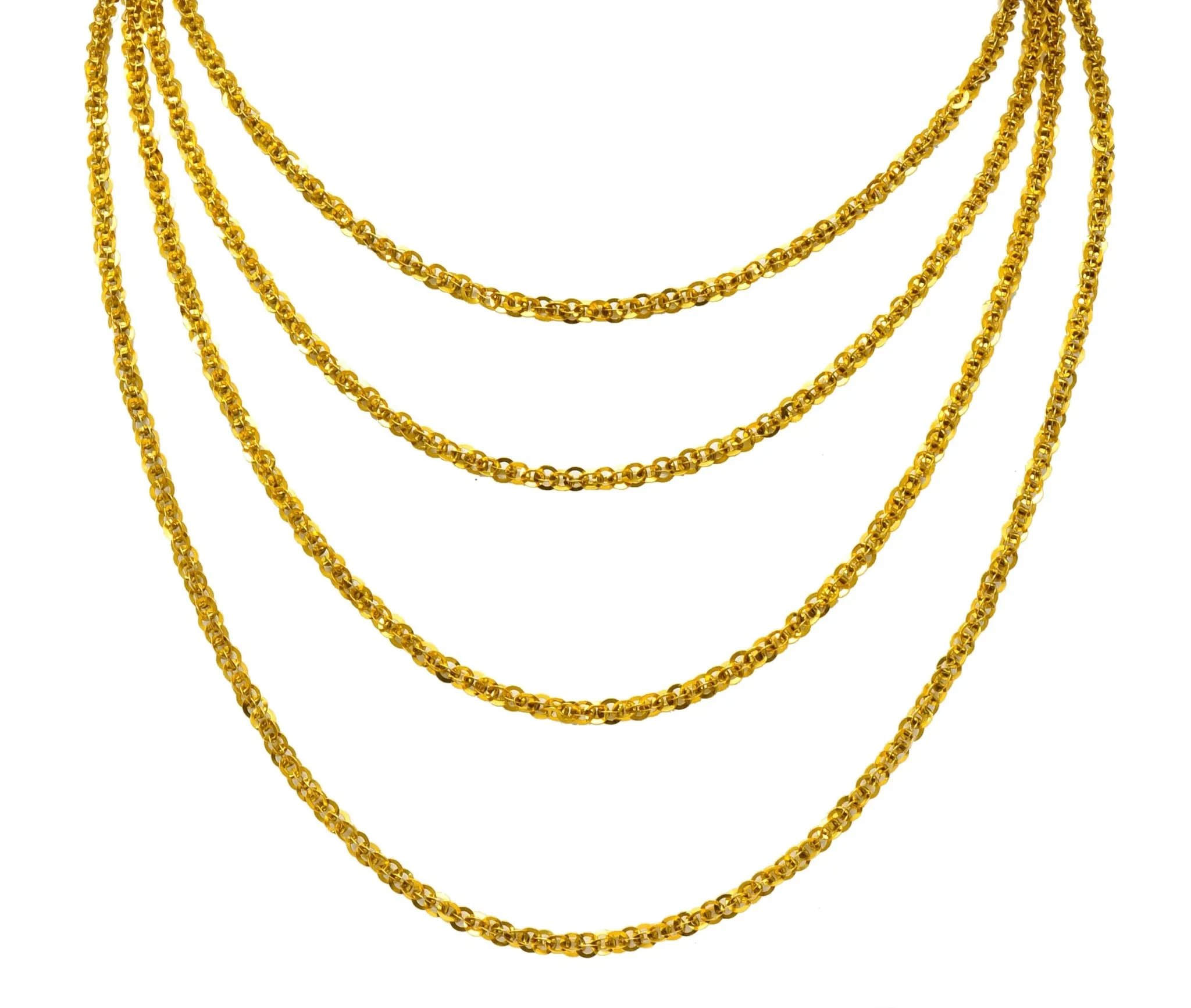 Continental Victorian 19 Karat Yellow Gold Spherical Long Chain