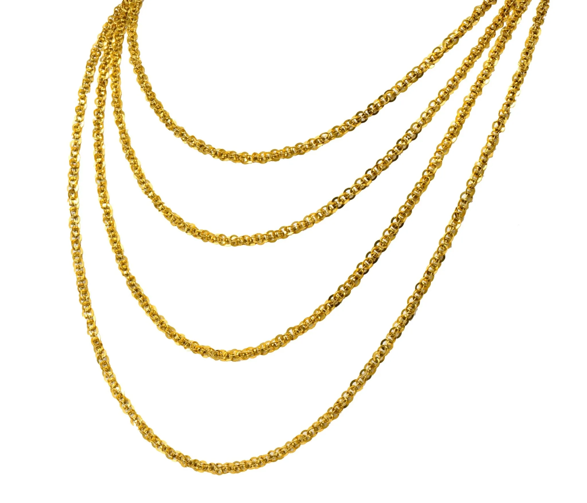 Continental Victorian 19 Karat Yellow Gold Spherical Long Chain