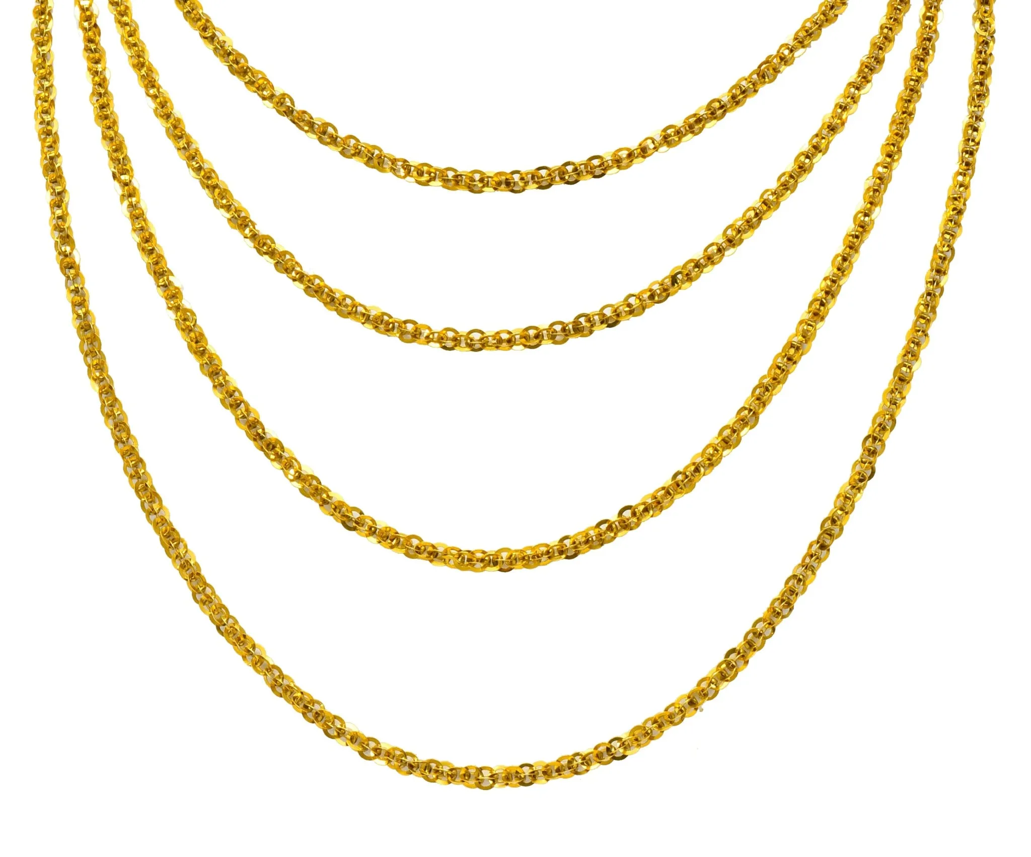 Continental Victorian 19 Karat Yellow Gold Spherical Long Chain