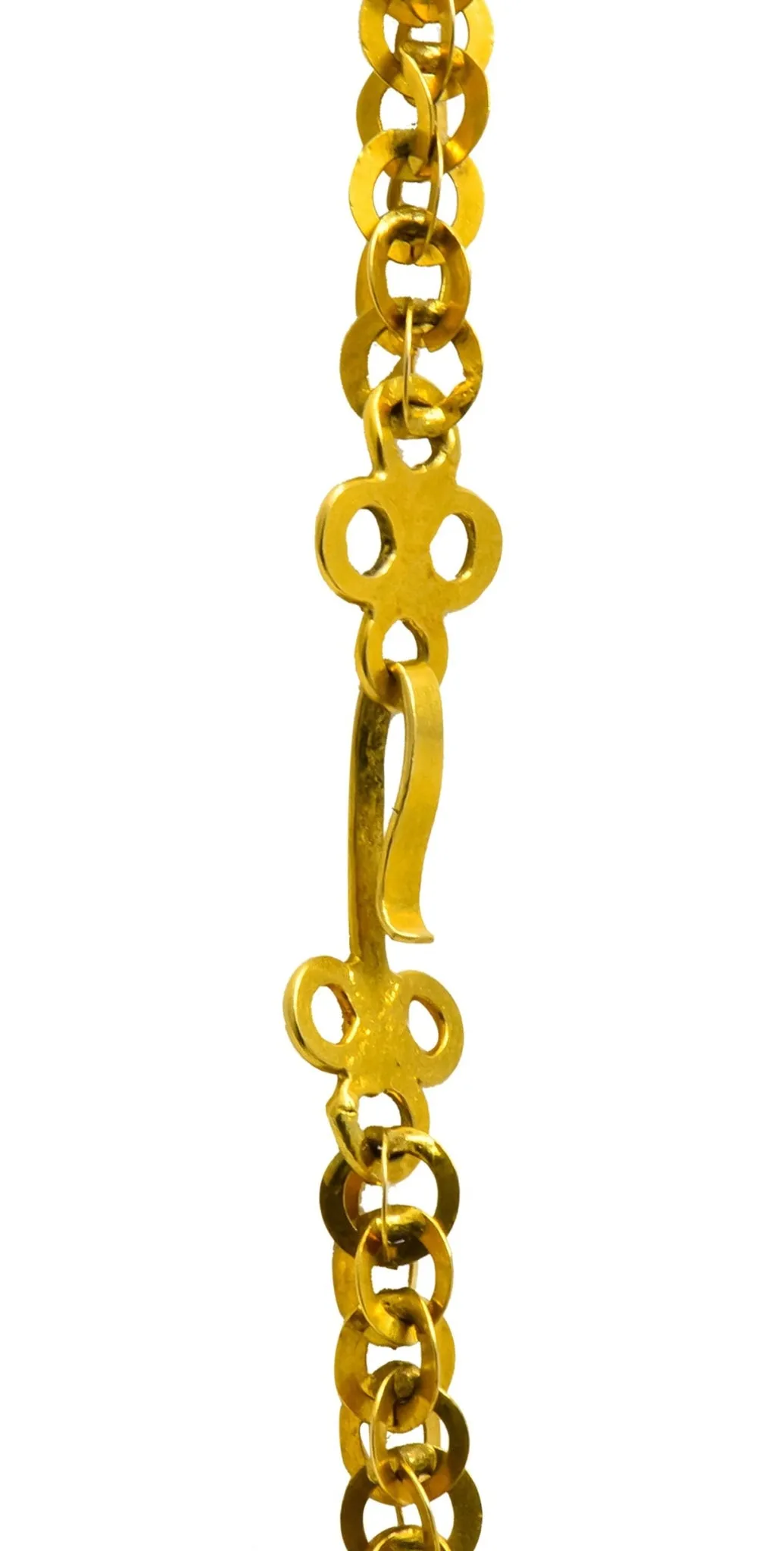 Continental Victorian 19 Karat Yellow Gold Spherical Long Chain