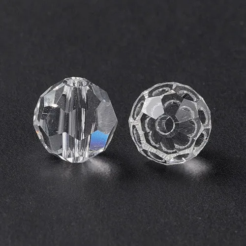 Crystal Glass Beads, Austrian Crystal, 5000, Round, Faceted, Crystal Clear, 8mm