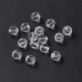 Crystal Glass Beads, Austrian Crystal, 5000, Round, Faceted, Crystal Clear, 8mm