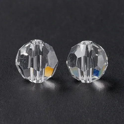 Crystal Glass Beads, Austrian Crystal, 5000, Round, Faceted, Crystal Clear, 8mm