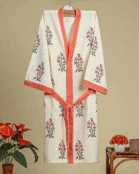 Designer Buta Print Waffle Cotton Bathrobe (BROB15)