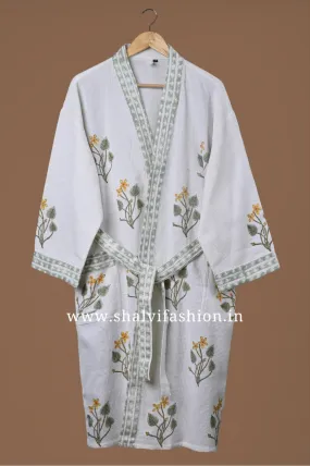 Designer Buta Print Waffle Cotton Bathrobe (BROB23)