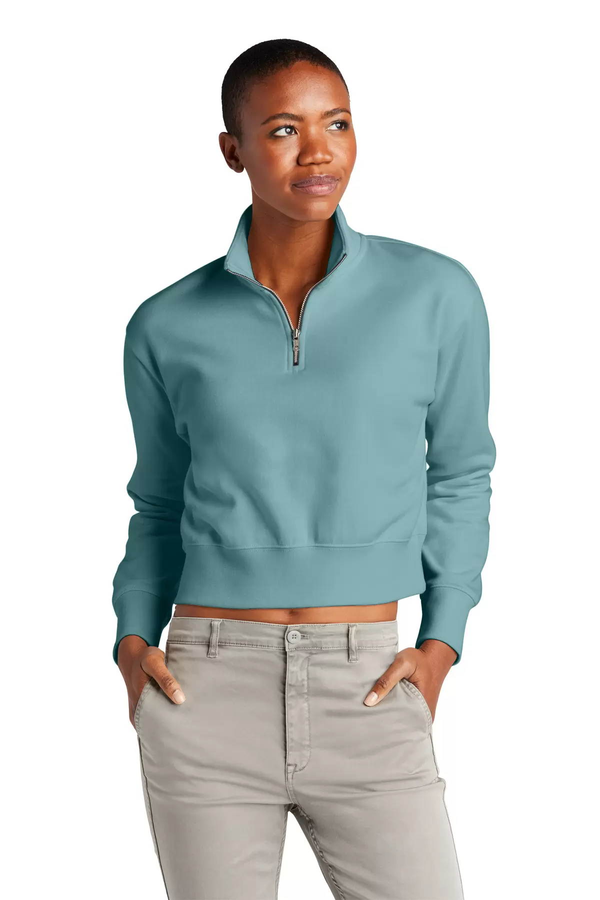 District Clothing DT6111 District Women's V.I.T. Fleece 1/2-Zip SKU: DT6111