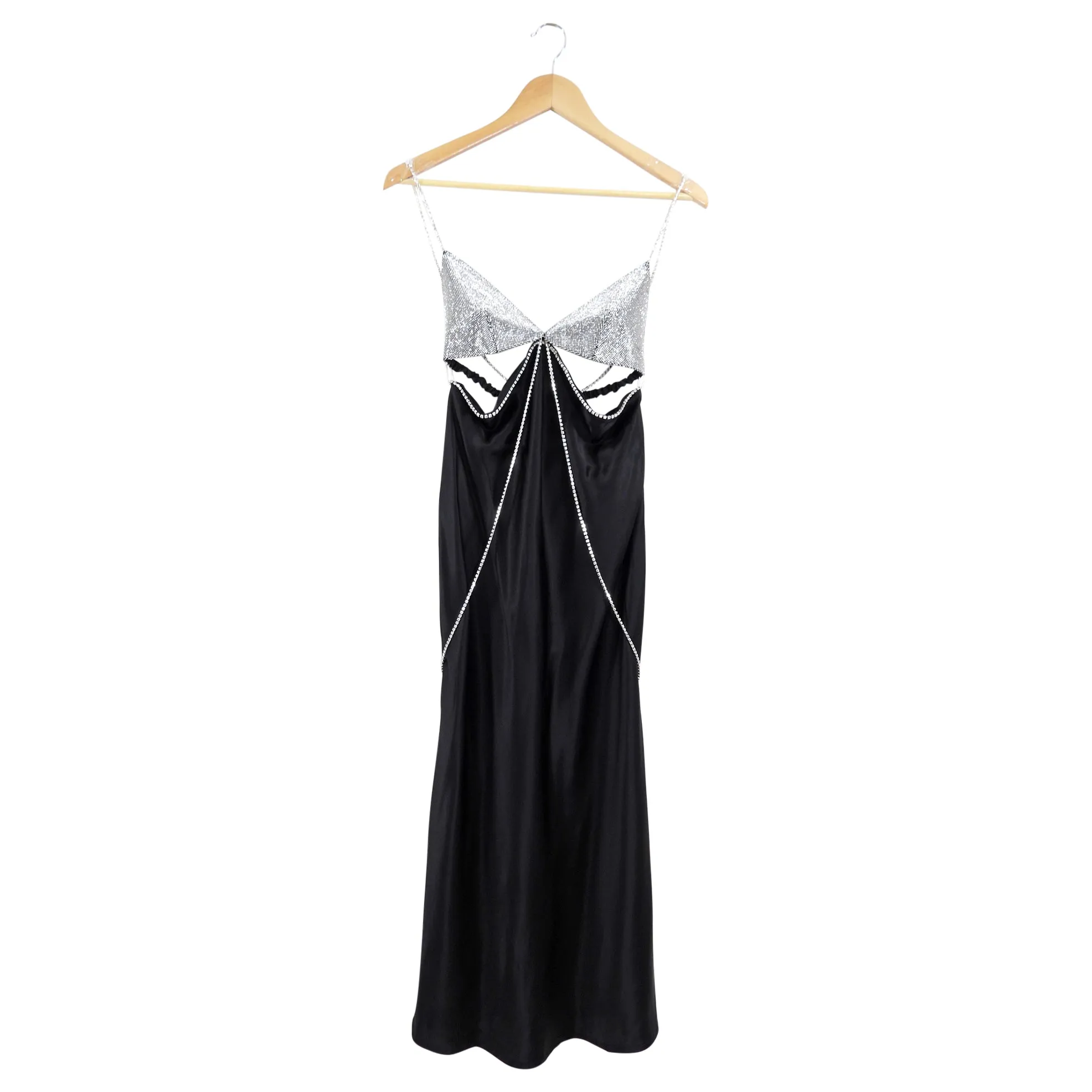 Dodo Bar Or Black Silk Satin and Crystal Dress - IT42 / USA 6