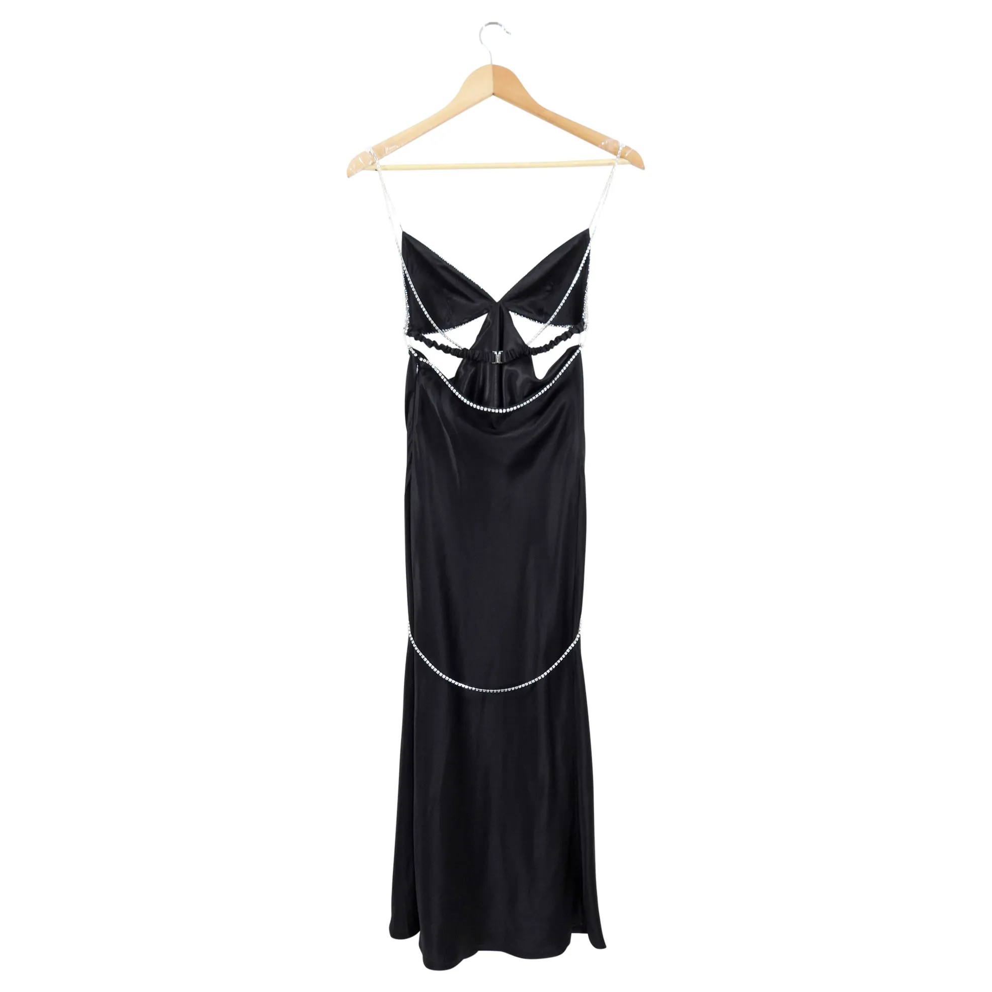 Dodo Bar Or Black Silk Satin and Crystal Dress - IT42 / USA 6