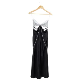 Dodo Bar Or Black Silk Satin and Crystal Dress - IT42 / USA 6