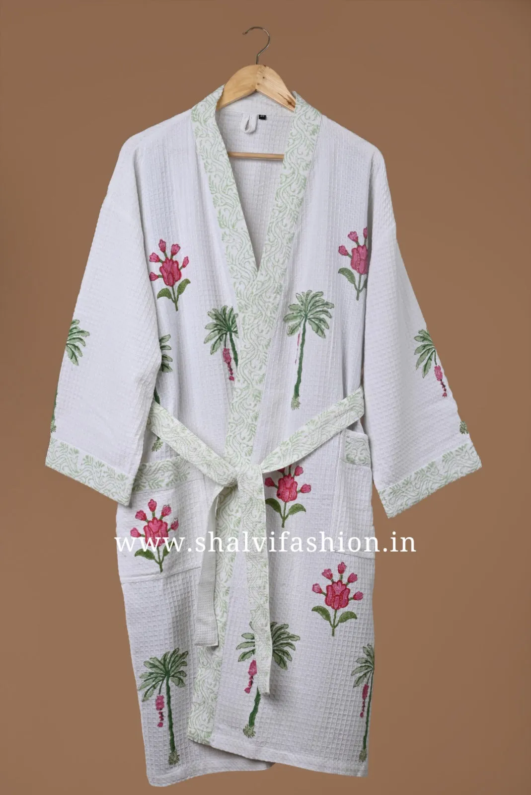 Elegant Print Waffle Cotton Bathrobe (BROB22)