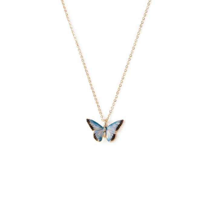 Enamel Blue Butterfly Necklace