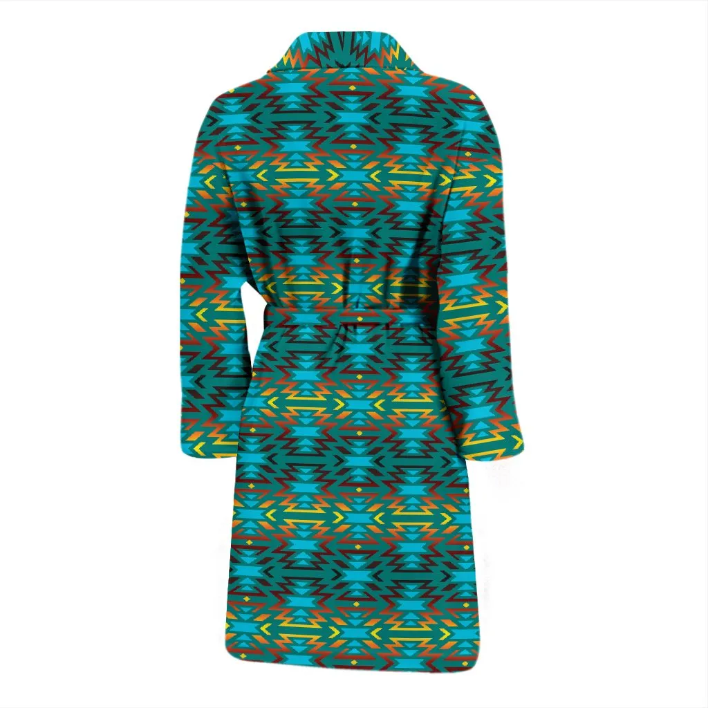 Fire Colors and Turquoise Teal Men's Robe