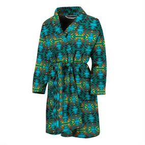 Fire Colors and Turquoise Teal Men's Robe